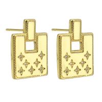 Brass Stud Earring gold color plated fashion jewelry & micro pave cubic zirconia & for woman golden Sold By Lot