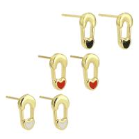 Brass Stud Earring gold color plated fashion jewelry & for woman & enamel Sold By Lot