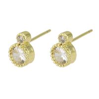 Cubic Zirconia Micro Pave Brass Earring, gold color plated, fashion jewelry & micro pave cubic zirconia & for woman, golden, 6x9x15mm, 10Pairs/Lot, Sold By Lot