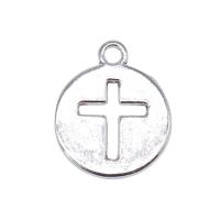 Tibetan Style Pendants, Round, antique silver color plated, vintage & with cross pattern & Unisex & hollow, nickel, lead & cadmium free, 15mm, Sold By PC