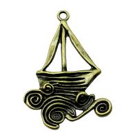Tibetan Style Pendants, Sail Boat, antique bronze color plated, vintage & Unisex, nickel, lead & cadmium free, 46x66mm, Sold By PC