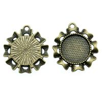 Tibetan Style Pendant Cabochon Setting, Flower, antique bronze color plated, vintage & DIY, nickel, lead & cadmium free, 16mm, Sold By PC