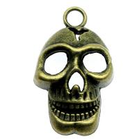 Zinklegering Skull Hangers, Zinc Alloy, Schedel, plated, Vintage & uniseks & Halloween Jewelry Gift, meer kleuren voor de keuze, nikkel, lood en cadmium vrij, 22x37mm, Verkocht door PC