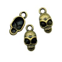 Zinklegering Skull Hangers, Zinc Alloy, Schedel, plated, Vintage & uniseks & Halloween Jewelry Gift, meer kleuren voor de keuze, nikkel, lood en cadmium vrij, 7x15mm, Verkocht door PC