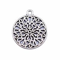 Tibetan Style Hollow Pendants, Round, antique silver color plated, vintage & Unisex, nickel, lead & cadmium free, 21x21mm, Sold By PC