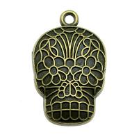 Tibetan Style Skull Pendants, plated, vintage & Unisex & Halloween Jewelry Gift, more colors for choice, nickel, lead & cadmium free, 20x32mm, Sold By PC