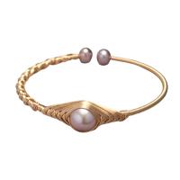 Freshwater Cultured Pearl Bracelet, Brass, with Freshwater Pearl, Round, gold color plated, for woman, more colors for choice, nickel, lead & cadmium free, 11-12mm, Length:7.09 Inch, Sold By PC