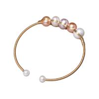 Freshwater Cultured Pearl Bracelet, Brass, with Freshwater Pearl, Round, gold color plated, for woman, more colors for choice, nickel, lead & cadmium free, 9-10mm, Length:7.09 Inch, Sold By PC