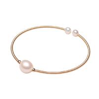 Freshwater Cultured Pearl Bracelet, Brass, with Freshwater Pearl, Keshi, gold color plated, for woman, more colors for choice, nickel, lead & cadmium free, 10-11mm, Length:6.69 Inch, Sold By PC