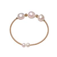 Freshwater Cultured Pearl Bracelet Brass with Freshwater Pearl Round gold color plated for woman white nickel lead & cadmium free 10-11mm Length 6.3 Inch Sold By PC