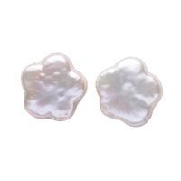 Freshwater Pearl Earrings brass post pin Plum Blossom silver color plated for woman white Sold By Pair