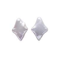 Freshwater Pearl Earrings brass post pin Rhombus silver color plated for woman white Sold By Pair