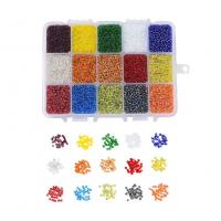 Blandet Glass Seed Beads, Glasperler, med Plastboks, Runde, du kan DIY & forskellig størrelse for valg, blandede farver, nikkel, bly & cadmium fri, 140x108x30mm, Solgt af Box