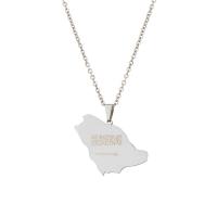 Stainless Steel Jewelry Necklace 304 Stainless Steel Map Vacuum Ion Plating fashion jewelry & folk style & Unisex Length 19.7 Inch Sold By PC