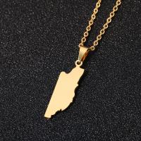 Stainless Steel Jewelry Necklace, 304 Stainless Steel, Map, Vacuum Ion Plating, fashion jewelry & Unisex, gold, 29x10mm, Length:20 Inch, Sold By PC