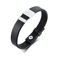 PU Leather Cord Bracelets with 304 Stainless Steel fashion jewelry & for man black Length Approx 9 Inch Sold By PC