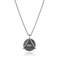 Stainless Steel Jewelry Necklace, 304 Stainless Steel, Vacuum Plating, for man, silver color, 40x40mm, Length:23.6 Inch, Sold By PC