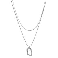 Messing Halskette, mit Verlängerungskettchen von 1.96inch, Rechteck, plattiert, Doppelschicht & für Frau & hohl, keine, frei von Nickel, Blei & Kadmium, Länge ca. 15.7 ZollInch, ca. 17.7 ZollInch, verkauft von PC