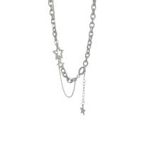 Collar de Aleación de Zinc, con 2.36inch extender cadena, Estrella, chapado en color de platina, Estilo coreano & para mujer & con diamantes de imitación, libre de níquel, plomo & cadmio, longitud:aproximado 15 Inch, Vendido por UD