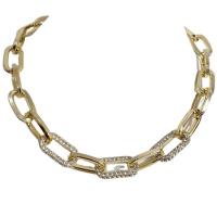 Kupferlegierung Halskette, plattiert, Koreanischen Stil & für Frau & mit Strass, keine, Länge:ca. 13.7 ZollInch, verkauft von PC