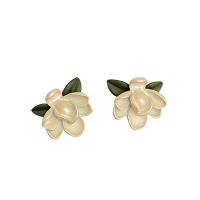 Zinc Alloy Stud Earring Flower stoving varnish Korean style & for woman nickel lead & cadmium free 25mm Sold By Pair