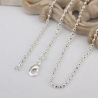 Brass Necklace Chain silver color plated & Unisex & ball chain nickel lead & cadmium free 2mm Sold By PC