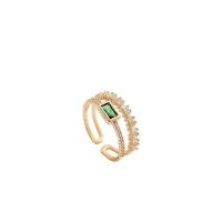 Mässing Cuff finger ring, 18K guldpläterad, justerbar & micro bana cubic zirconia & för kvinna & ihålig, nickel, bly och kadmium gratis, Storlek:6-8, Säljs av PC