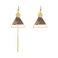Tibetan Style Drop Earrings, Triangle, gold color plated, Korean style & for woman, nickel, lead & cadmium free, 27x80mm, Sold By Pair