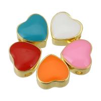Μενταγιόν Brass Heart, Ορείχαλκος, Καρδιά, χρώμα επίχρυσο, σμάλτο, περισσότερα χρώματα για την επιλογή, 9x9x5mm, Τρύπα:Περίπου 2mm, Sold Με PC
