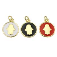 Brass Jewelry Pendants, Flat Round, gold color plated, enamel, more colors for choice, 14x17x1mm, Hole:Approx 3mm, Sold By PC