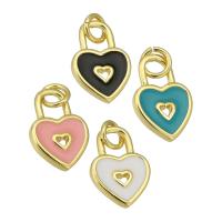 Латунные подвески-сердце, Латунь, Сердце, плакирован золотом, эмаль & отверстие, Много цветов для выбора, 9x13x1.50mm, отверстие:Приблизительно 2mm, продается PC