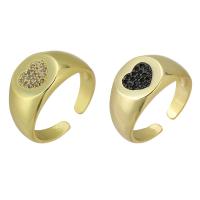 Cubique anneau en laiton Circonia Micro Pave, Placage de couleur d'or, Réglable & pavé de micro zircon & émail, plus de couleurs à choisir, 11x13x1mm, Taille:7, Vendu par PC