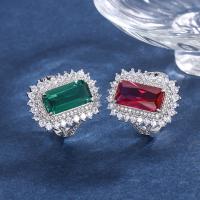 Vještački dijamant Ring Finger, Mesing, za žene & s Rhinestone, više boja za izbor, nikal, olovo i kadmij besplatno, 15.80x7.70mm, Prodano By PC