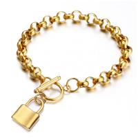 Stainless Steel Jewelry Bracelet, 304 Stainless Steel, Lock and Key, Vacuum Plating, different styles for choice & for woman, more colors for choice, Length:Approx 8.66 Inch, Sold By PC