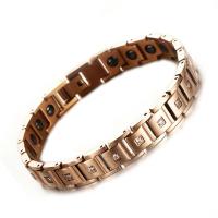 Stainless Steel Jewelry Bracelet, 304 Stainless Steel, Vacuum Plating, fashion jewelry & Unisex & with rhinestone, rose gold color, 10mm, Length:Approx 7.95 Inch, Sold By PC