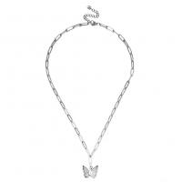 Stainless Steel Jewelry Necklace, 304 Stainless Steel, with 3.94inch extender chain, Butterfly, Vacuum Plating, fashion jewelry & for woman, more colors for choice, Length:Approx 13.78 Inch, Sold By PC