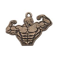 Tibetan Style Pendants, Muscle Man, plated, antique gold color, 31x22mm, Sold By PC