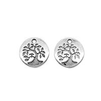 Tibetan Style Pendants, Round, plated, silver color, 15x15mm, Sold By PC
