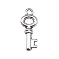 Tibetan Style Key Pendants, plated, silver color, 21x8mm, Sold By PC