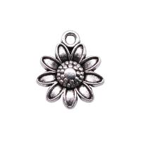Tibetan Style Flower Pendants, plated, silver color, 15x13mm, Sold By PC