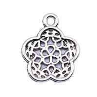 Tibetan Style Flower Pendants, plated, silver color, 16x19mm, Sold By PC
