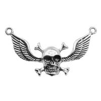 Skull Tibetan Style Connector, plated, Halloween Jewelry Gift, silver color, 55x32mm, Sold By PC