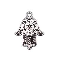 Tibetan Style main pendentifs, alliage de zinc, Placage, argent, 23x18mm, Vendu par PC