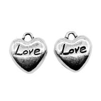 Tibetan Style Heart Pendants, plated, silver color, 12x10x4mm, Sold By PC