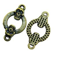 Zinc Alloy Connector plated with skull pattern antique gold color Sold By PC