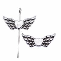 Zinc Alloy Heart Beads Winged Heart plated DIY silver color Sold By PC