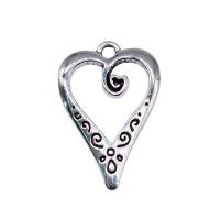Tibetan Style Heart Pendants, plated, silver color, 25x17mm, Sold By PC