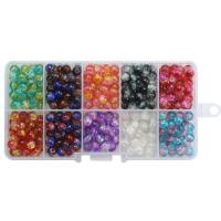Perles en verre craquelé, vernis au four, DIY, couleurs mélangées, 6mm, 400PC/boîte, Vendu par boîte