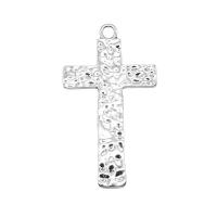 Tibetan Style Cross Pendants, plated, hammered, silver color, 38x67mm, Sold By PC