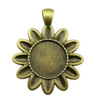 Tibetan Style Pendant Cabochon Setting, Flower, antique bronze color plated, vintage & DIY, nickel, lead & cadmium free, 18mm, Sold By PC